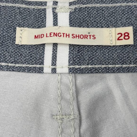 Levi Shorts Womens Size 28 Blue White Stripe Mid Length Pockets Cuffed Stretch - Picture 3 of 10